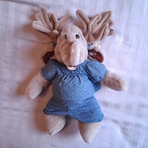 Vintage 1982 Ganz 20" Moogy Moose Hand Puppet Plush Doll with Dress Wrinkles
